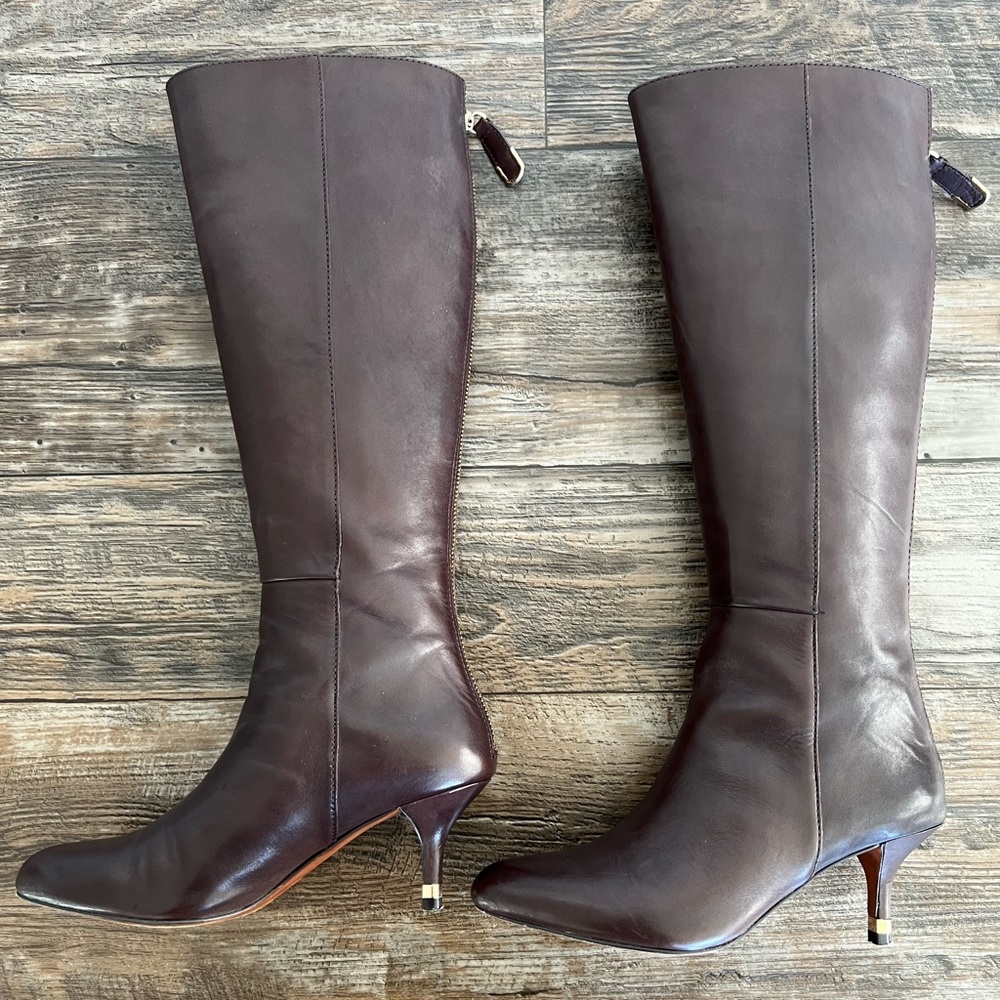 Coach Fayth Semi Matte Calf Leather Boot Chestnut Brown Size 6 - Picture 2 of 14